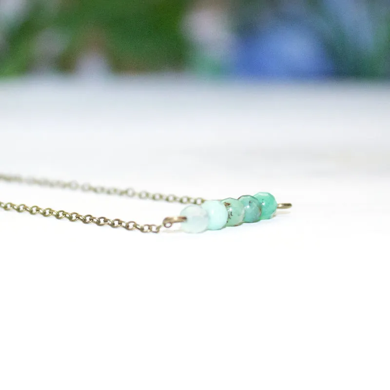 Dainty Chrysoprase Bar Necklace - Coastal Collection
