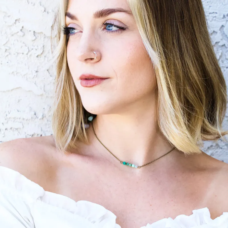 Dainty Chrysoprase Bar Necklace - Coastal Collection