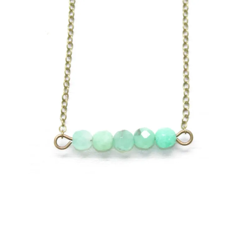Dainty Chrysoprase Bar Necklace - Coastal Collection
