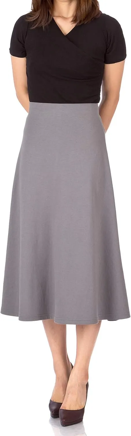 Dani's Choice Elastic Waist A-line Flared Long Skirt