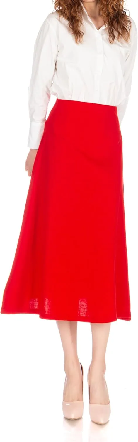 Dani's Choice Elastic Waist A-line Flared Long Skirt