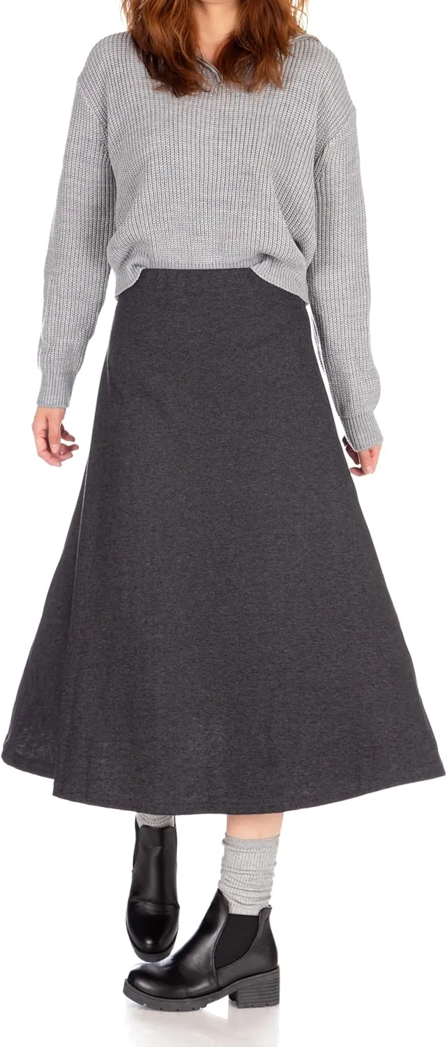 Dani's Choice Elastic Waist A-line Flared Long Skirt