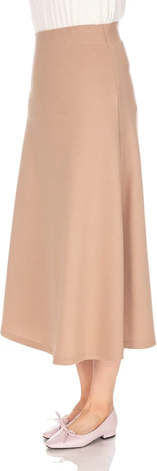 Dani's Choice Elastic Waist A-line Flared Long Skirt