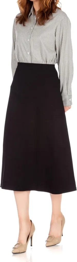 Dani's Choice Elastic Waist A-line Flared Long Skirt