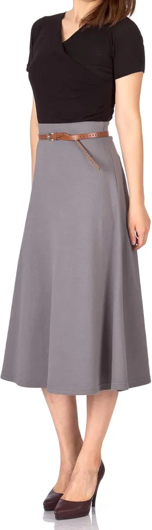 Dani's Choice Elastic Waist A-line Flared Long Skirt