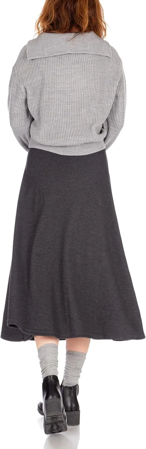 Dani's Choice Elastic Waist A-line Flared Long Skirt