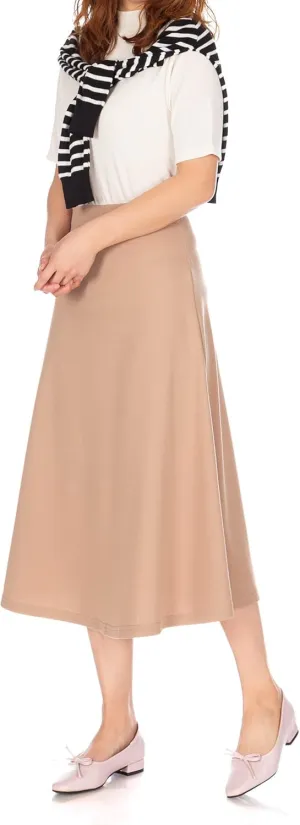 Dani's Choice Elastic Waist A-line Flared Long Skirt