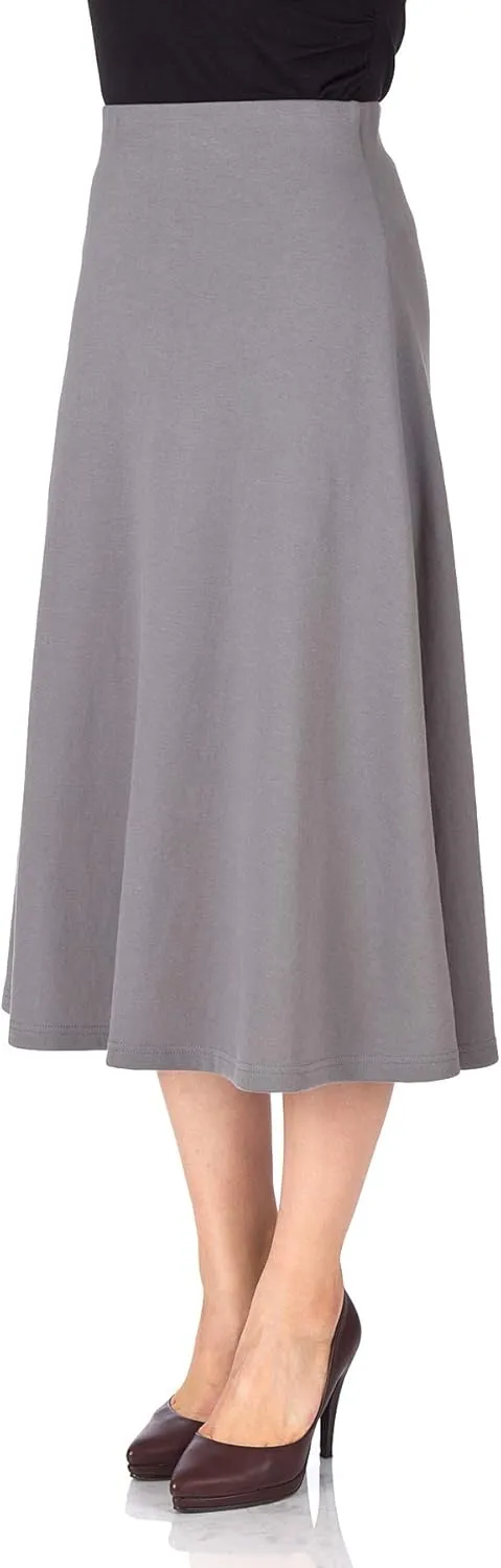 Dani's Choice Elastic Waist A-line Flared Long Skirt