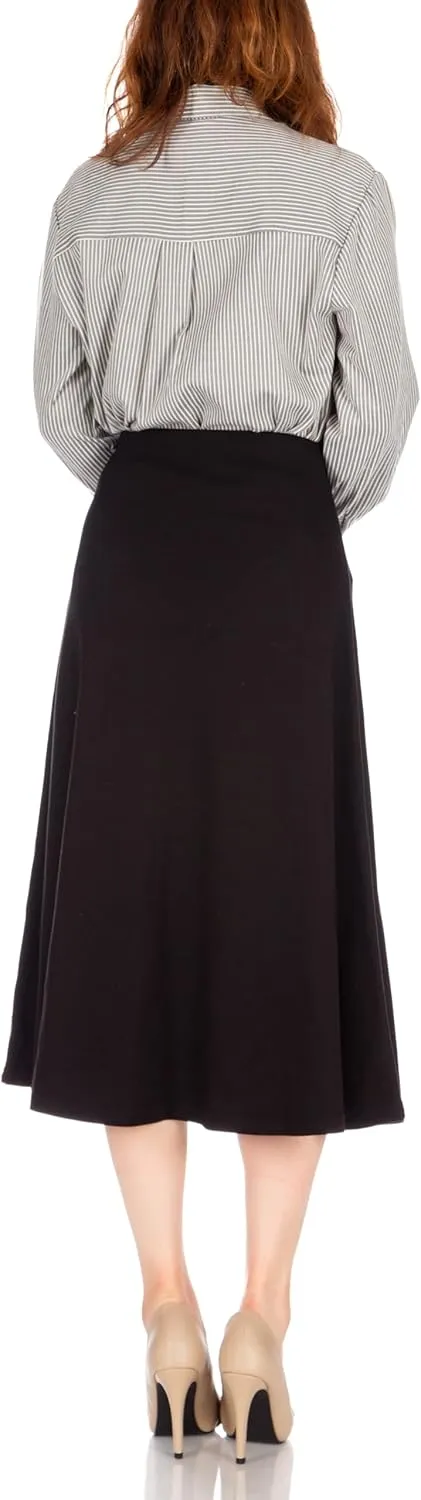 Dani's Choice Elastic Waist A-line Flared Long Skirt