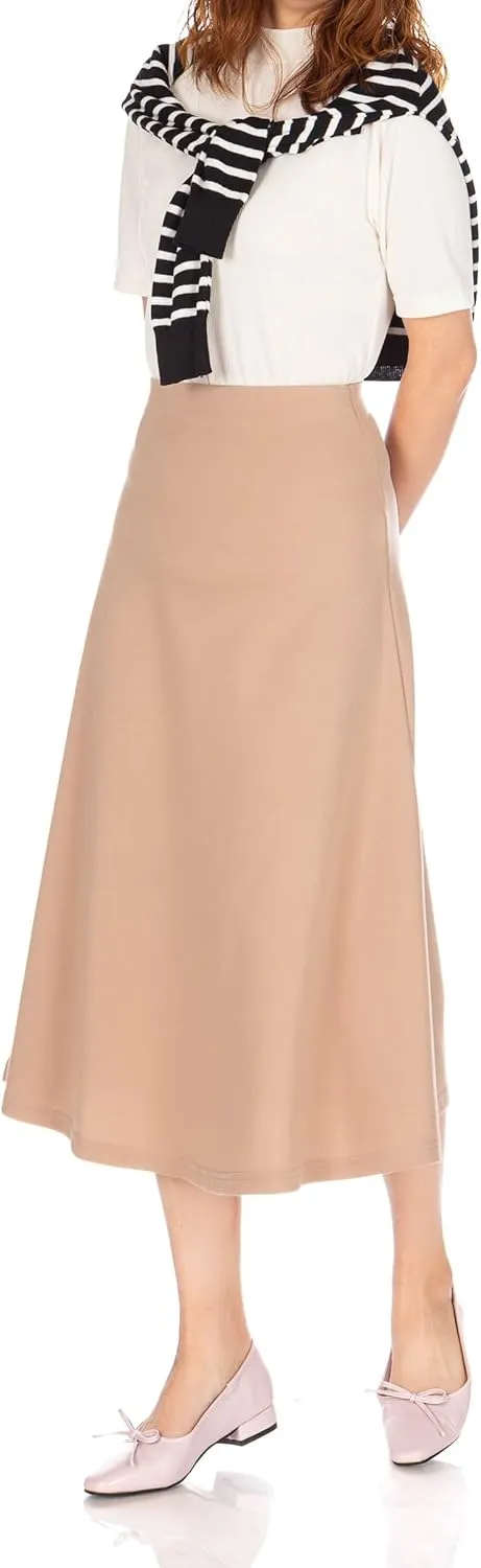 Dani's Choice Elastic Waist A-line Flared Long Skirt