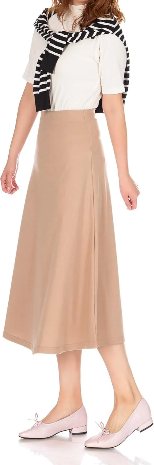 Dani's Choice Elastic Waist A-line Flared Long Skirt