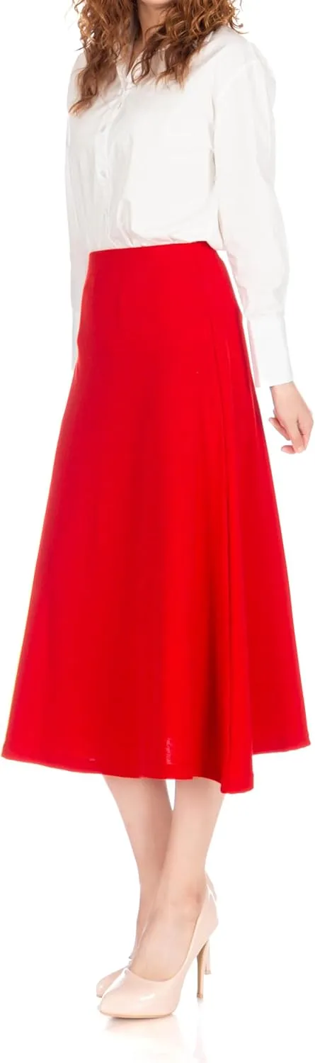 Dani's Choice Elastic Waist A-line Flared Long Skirt