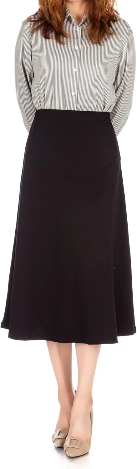 Dani's Choice Elastic Waist A-line Flared Long Skirt