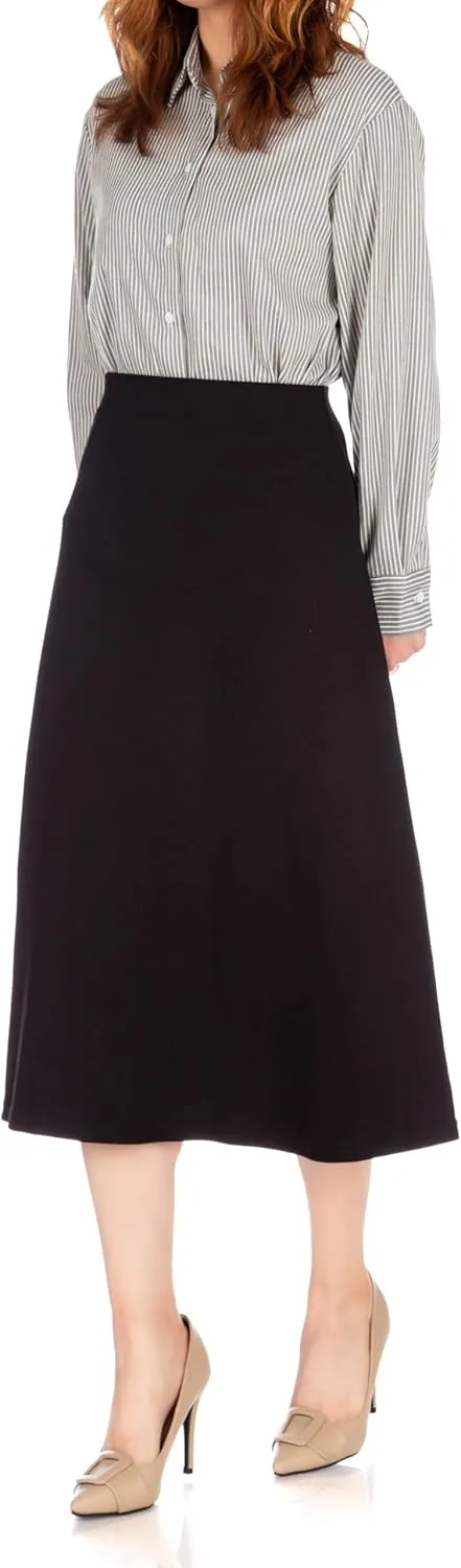 Dani's Choice Elastic Waist A-line Flared Long Skirt