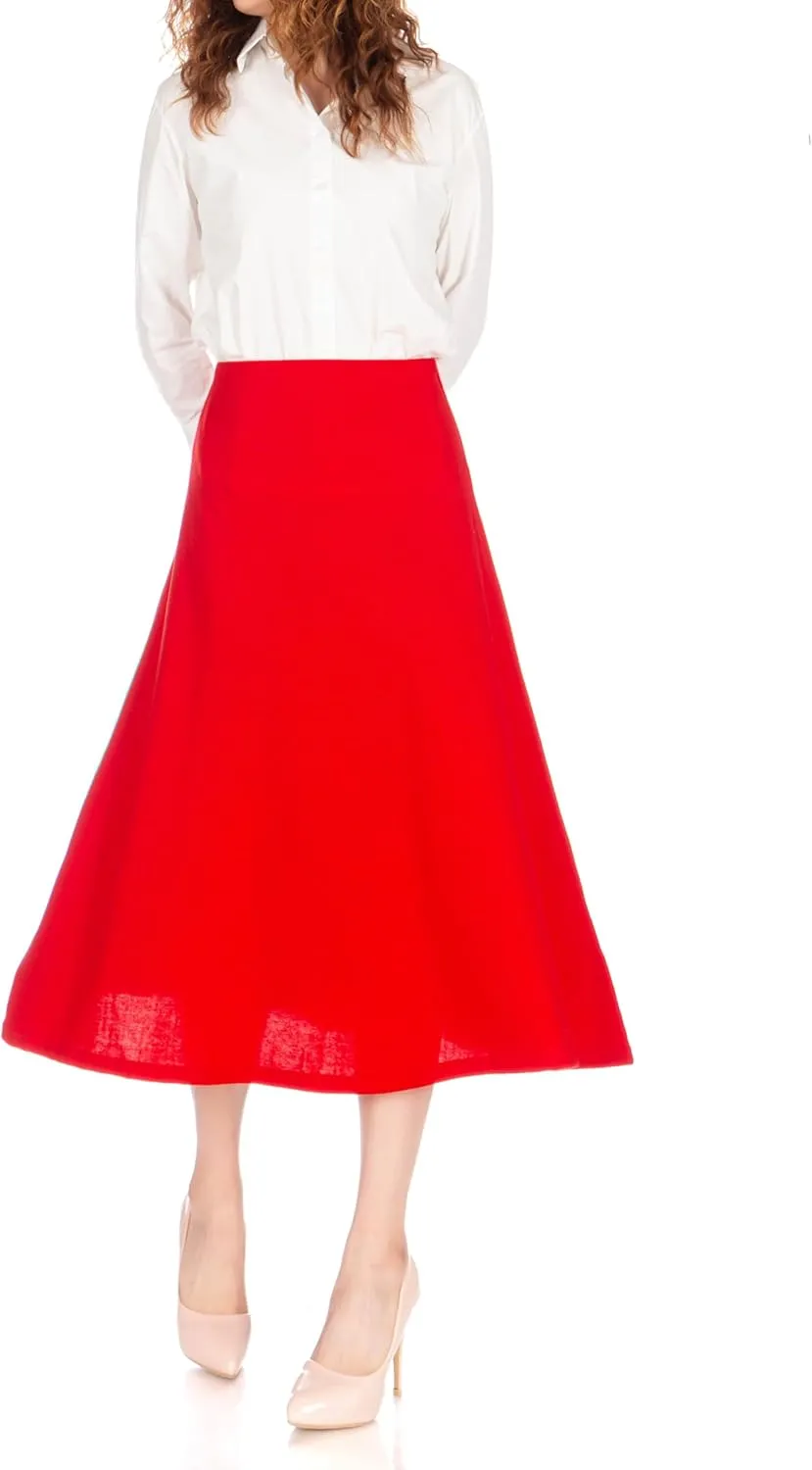 Dani's Choice Elastic Waist A-line Flared Long Skirt