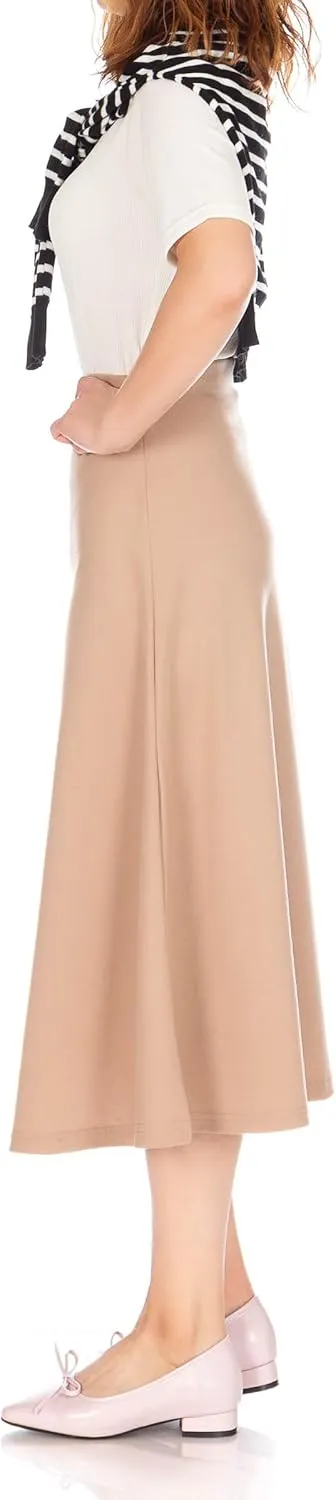 Dani's Choice Elastic Waist A-line Flared Long Skirt