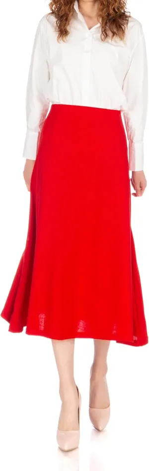 Dani's Choice Elastic Waist A-line Flared Long Skirt