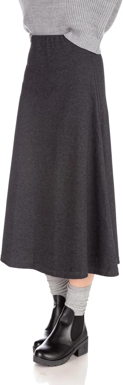 Dani's Choice Elastic Waist A-line Flared Long Skirt