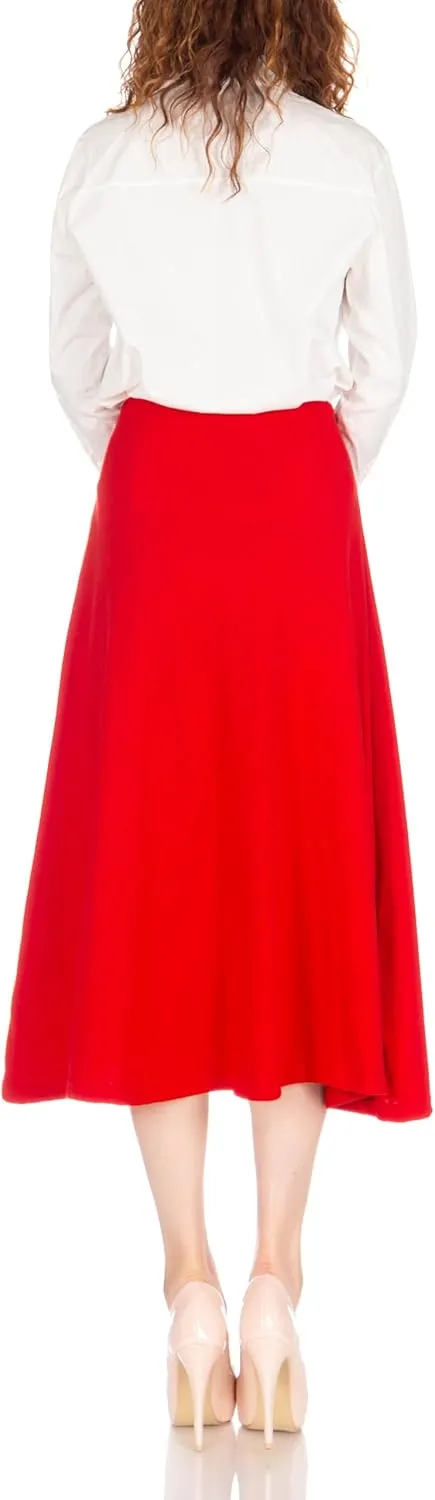 Dani's Choice Elastic Waist A-line Flared Long Skirt