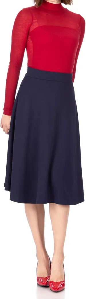 Dani's Choice Everyday High Waist A-line Flared Skater Midi Skirt