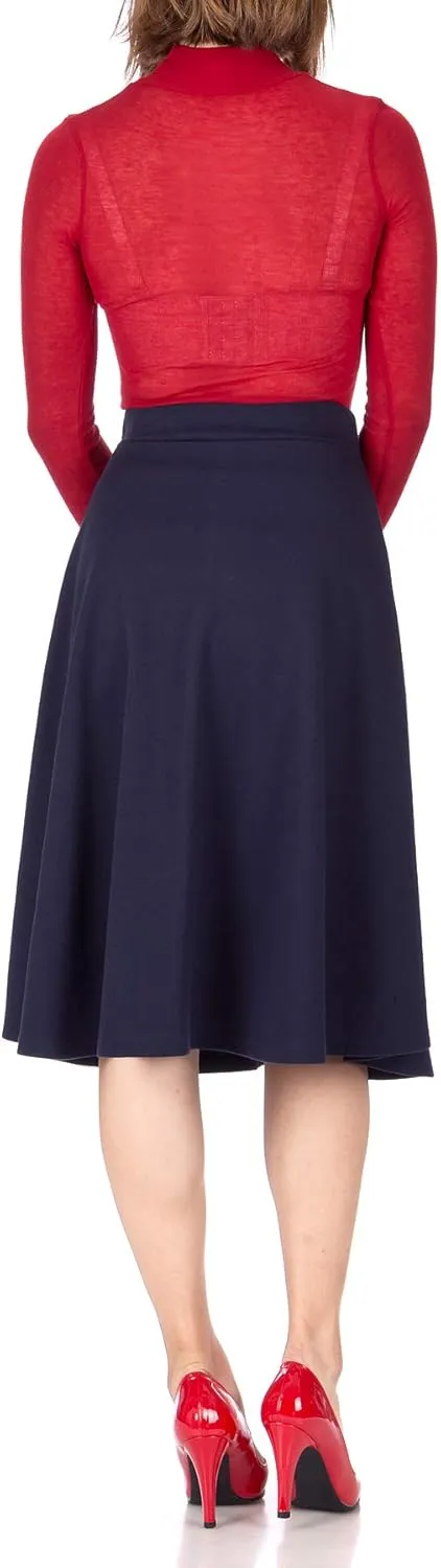 Dani's Choice Everyday High Waist A-line Flared Skater Midi Skirt