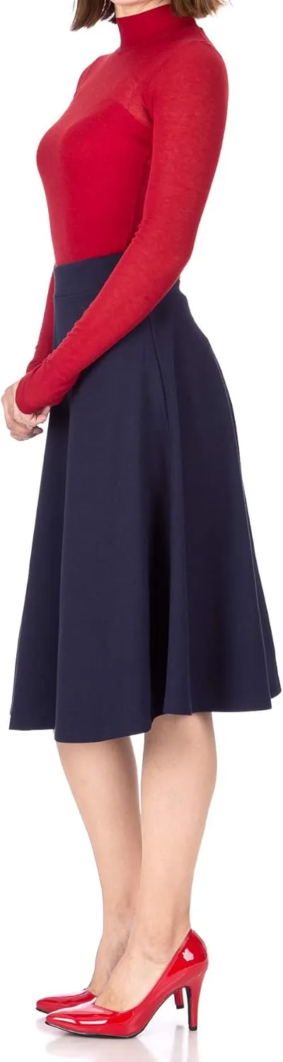 Dani's Choice Everyday High Waist A-line Flared Skater Midi Skirt