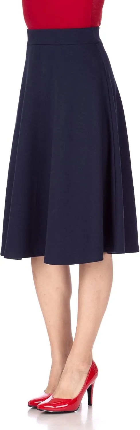 Dani's Choice Everyday High Waist A-line Flared Skater Midi Skirt