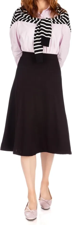 Dani's Choice Everyday High Waist A-line Flared Skater Midi Skirt