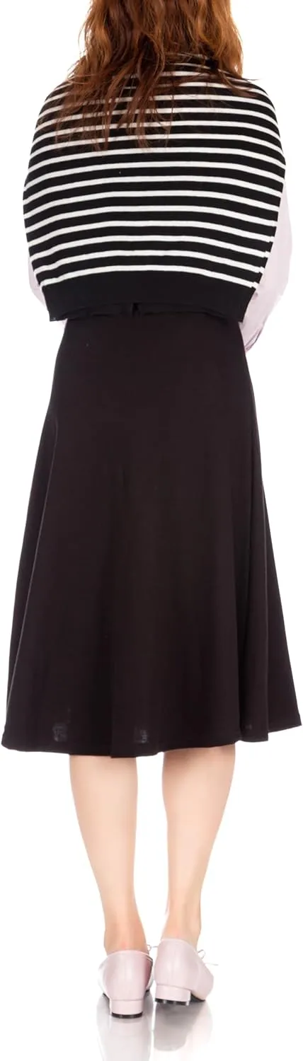 Dani's Choice Everyday High Waist A-line Flared Skater Midi Skirt