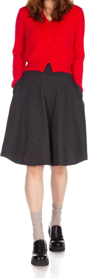 Dani's Choice High-Waisted Cotton Blend Skirt with Pockets - Knee Length A-line Flare for Business and Casual Wear