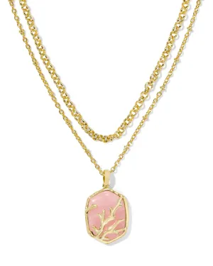 Daphne Coral Frame Multi Strand Necklace