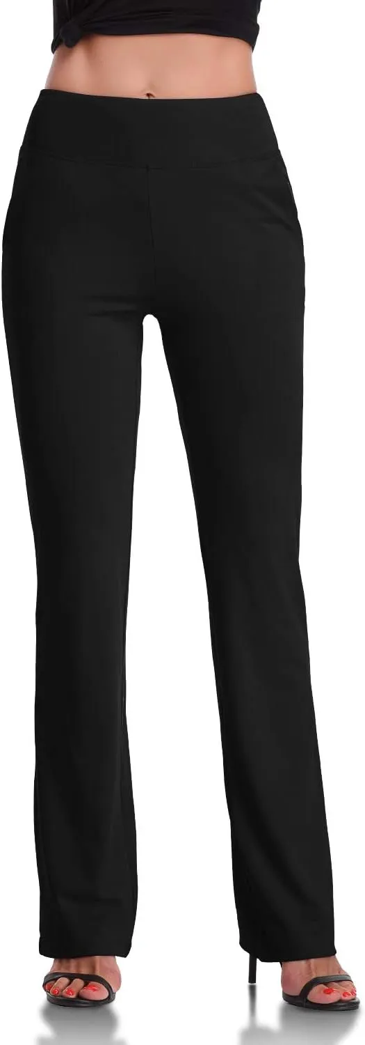 DAYOUNG Bootcut Yoga Pants for Women Tummy Control Workout Bootleg Pants High Waist 4 Way Stretch Pants