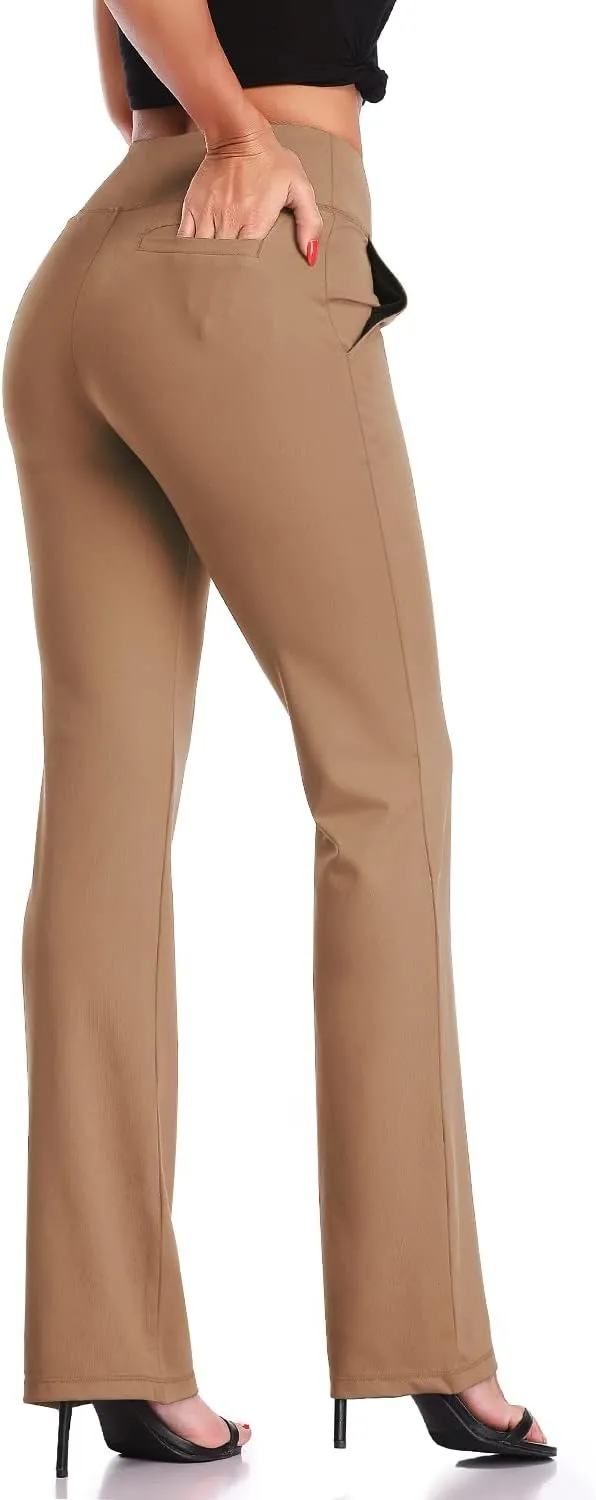 DAYOUNG Bootcut Yoga Pants for Women Tummy Control Workout Bootleg Pants High Waist 4 Way Stretch Pants