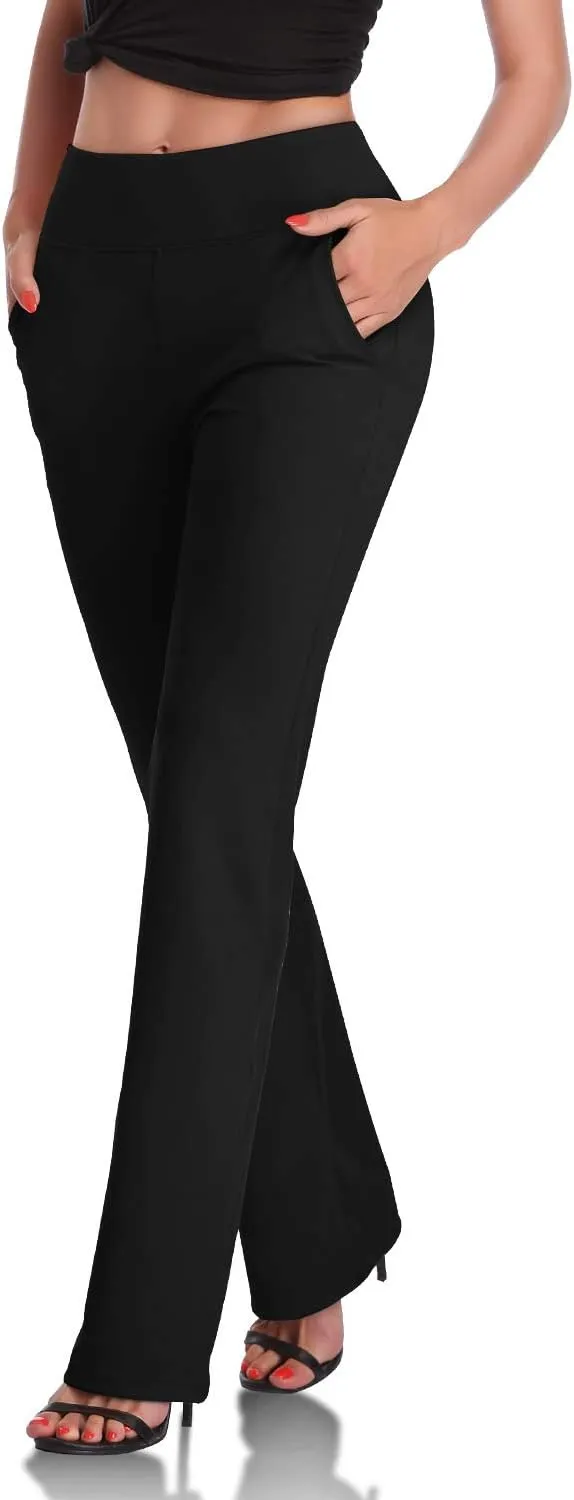 DAYOUNG Bootcut Yoga Pants for Women Tummy Control Workout Bootleg Pants High Waist 4 Way Stretch Pants