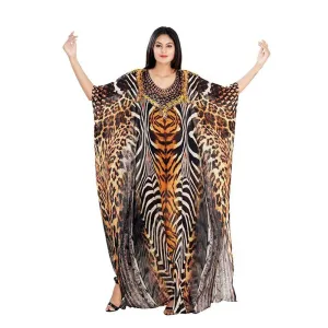 deanwangkt Over Size Chiffon Beach Cover-up Leopard Print Bohemian Dress Pareos Beach Wear Swimsuit Cover Up Maxi Dress Robe De Plage