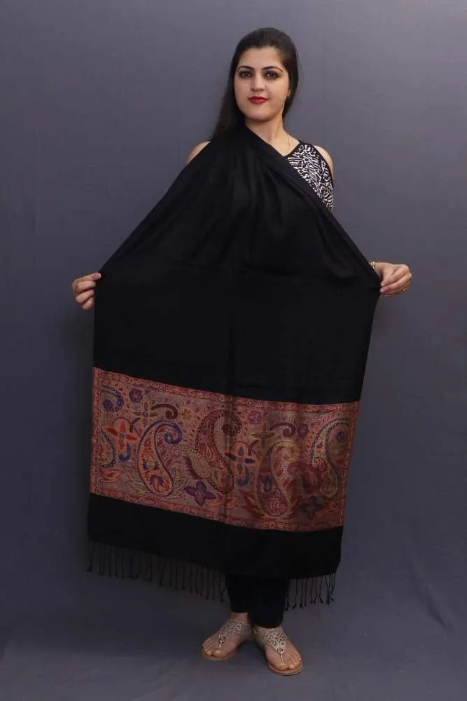 Delicate Wrap Along With Magical Black Base And Highly Defined Broad Border Gains Whole Attention.