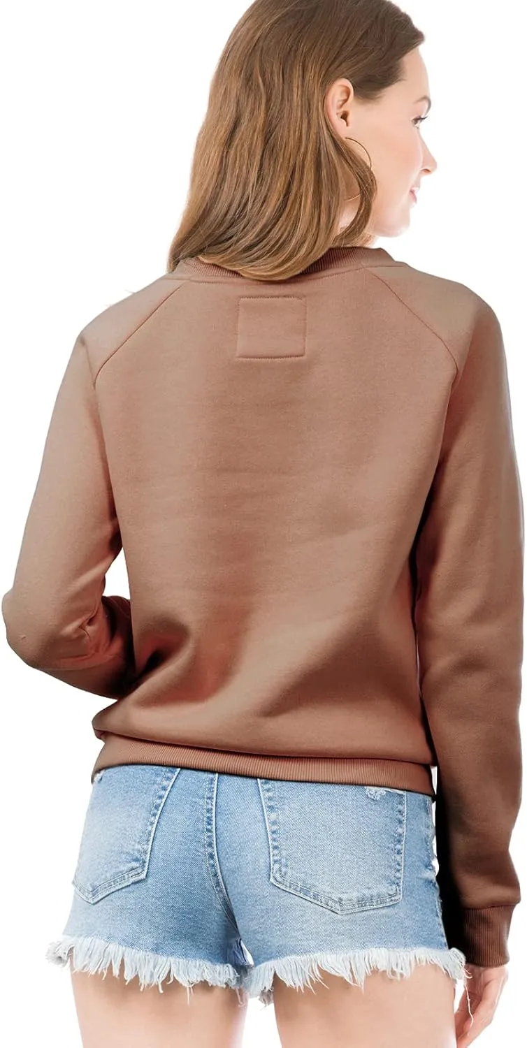 Design by Olivia Women's Basic Soft & Comfortable Pullover Fleece Crewneck Sweatshirt Fall Outfits