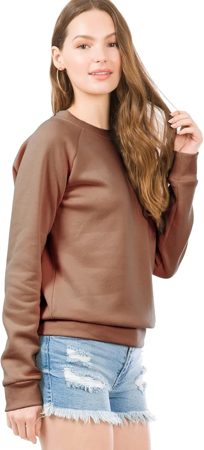 Design by Olivia Women's Basic Soft & Comfortable Pullover Fleece Crewneck Sweatshirt Fall Outfits