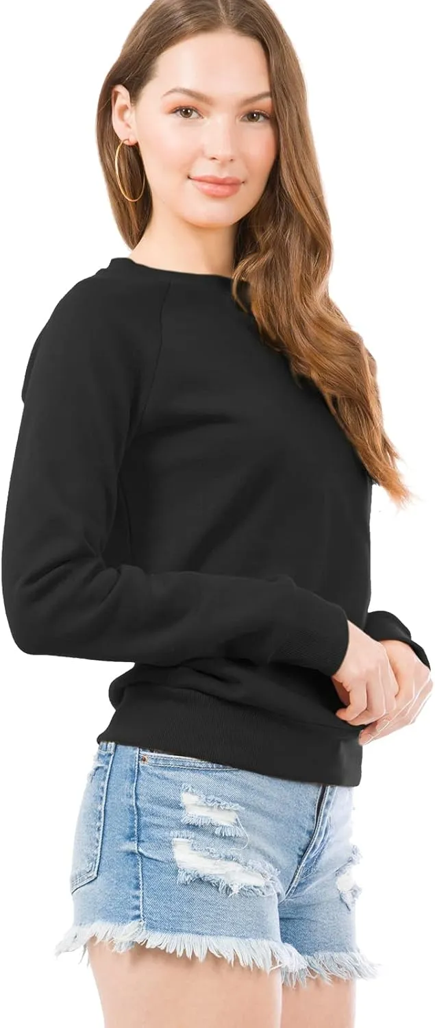 Design by Olivia Women's Basic Soft & Comfortable Pullover Fleece Crewneck Sweatshirt Fall Outfits