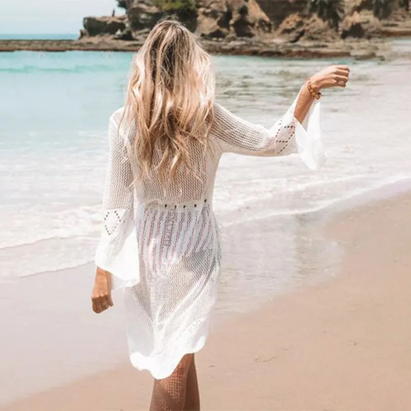 Drawstring Waist Summer Beach Swimwear Cover Up Dress