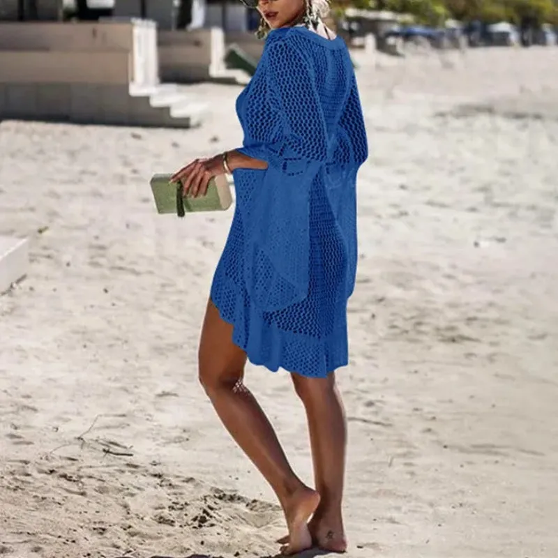 Drawstring Waist Summer Beach Swimwear Cover Up Dress