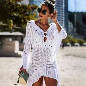 Drawstring Waist Summer Beach Swimwear Cover Up Dress