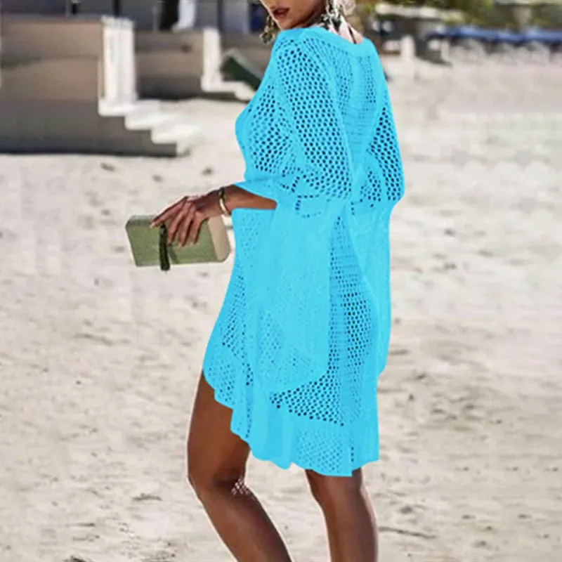 Drawstring Waist Summer Beach Swimwear Cover Up Dress