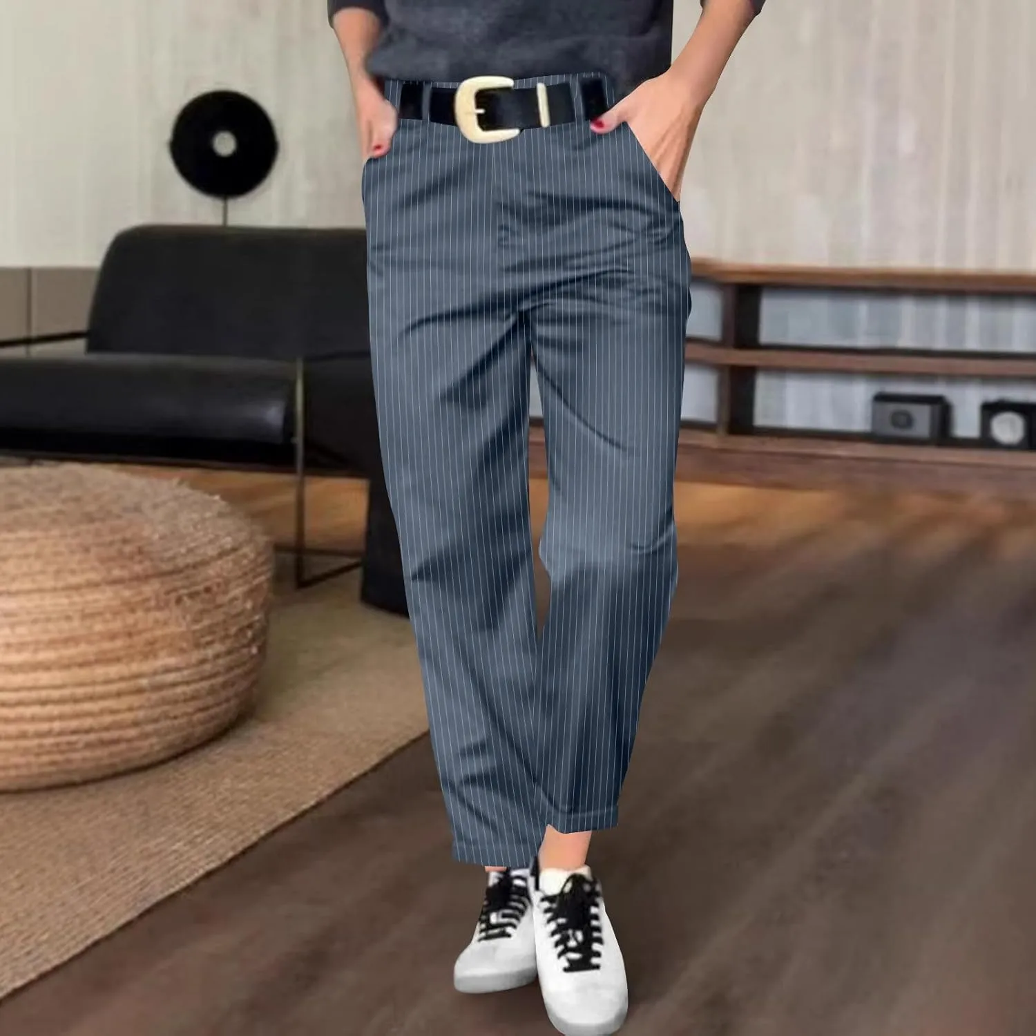 Dress Pants for Women Wide Leg High Waist Casual Loose Fit Straight Leg Work Pants Business Trousers with Pockets