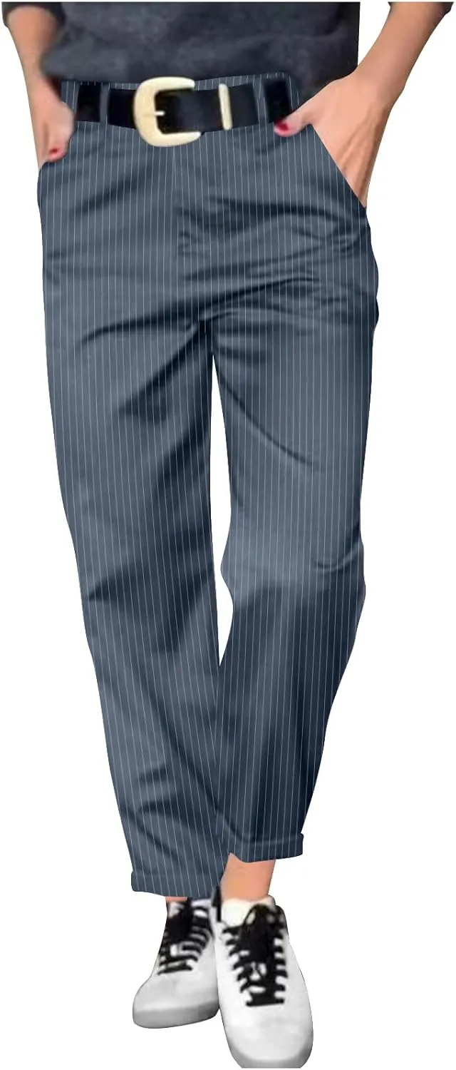 Dress Pants for Women Wide Leg High Waist Casual Loose Fit Straight Leg Work Pants Business Trousers with Pockets