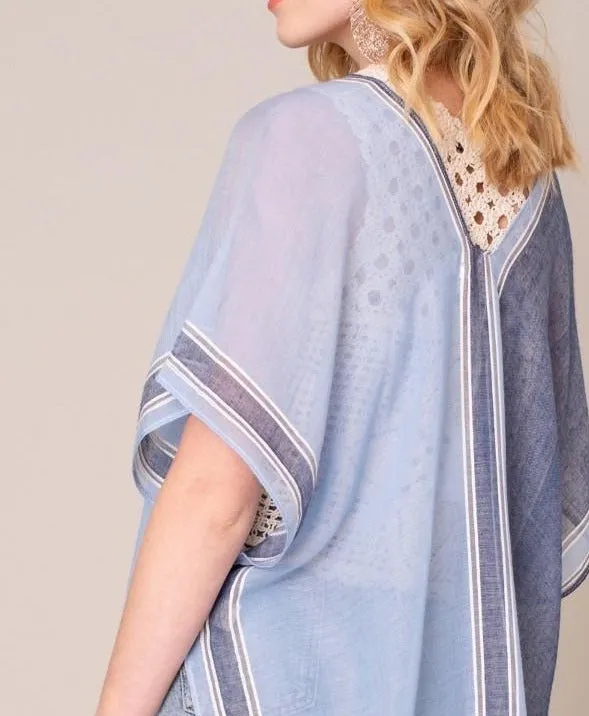 Dual color bordered accent kaftan/tunic/cover ups