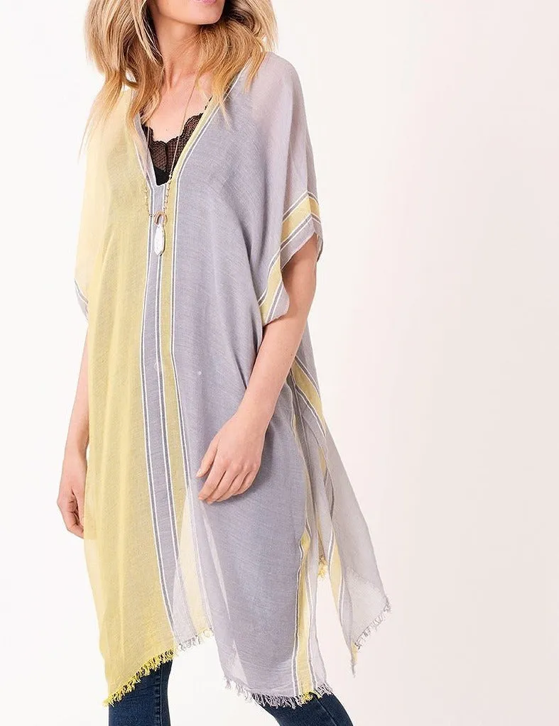 Dual color bordered accent kaftan/tunic/cover ups