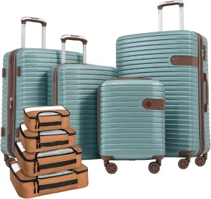 Expandable 4-Piece Luggage Set for Travel, Durable ABS Material with Comfortable Spinner Wheels