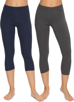 Felina - Velvety Soft Capri Legging 2-Pack - Women's Capri Leggings for Workout and Lounge, Soft Capri Yoga Pants