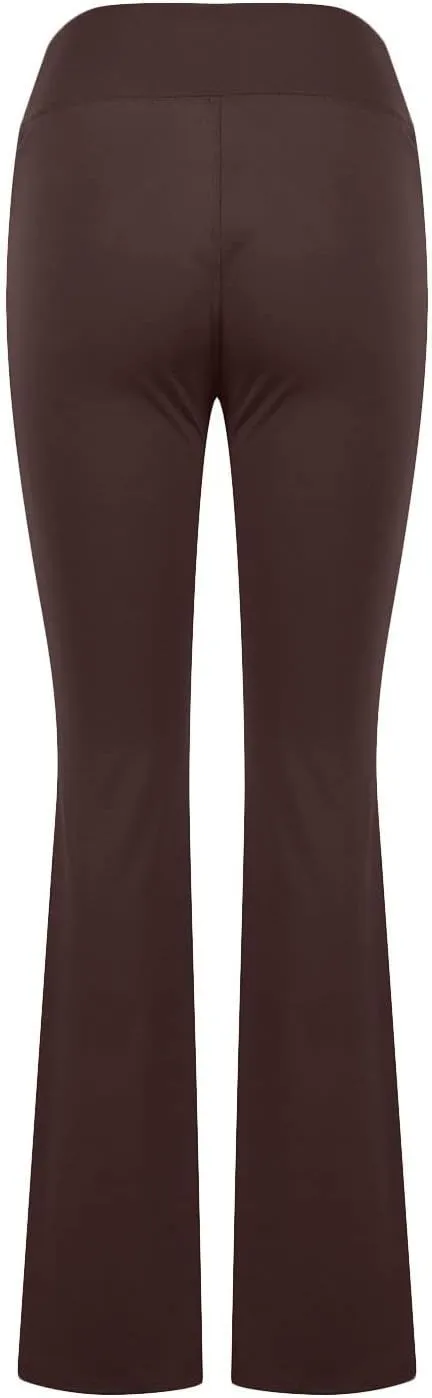 Flare Leggings for Women Tall Tummy Control V Crossover Bell Bottom Pants High Waist Bootcut Yoga Pants with Pockets